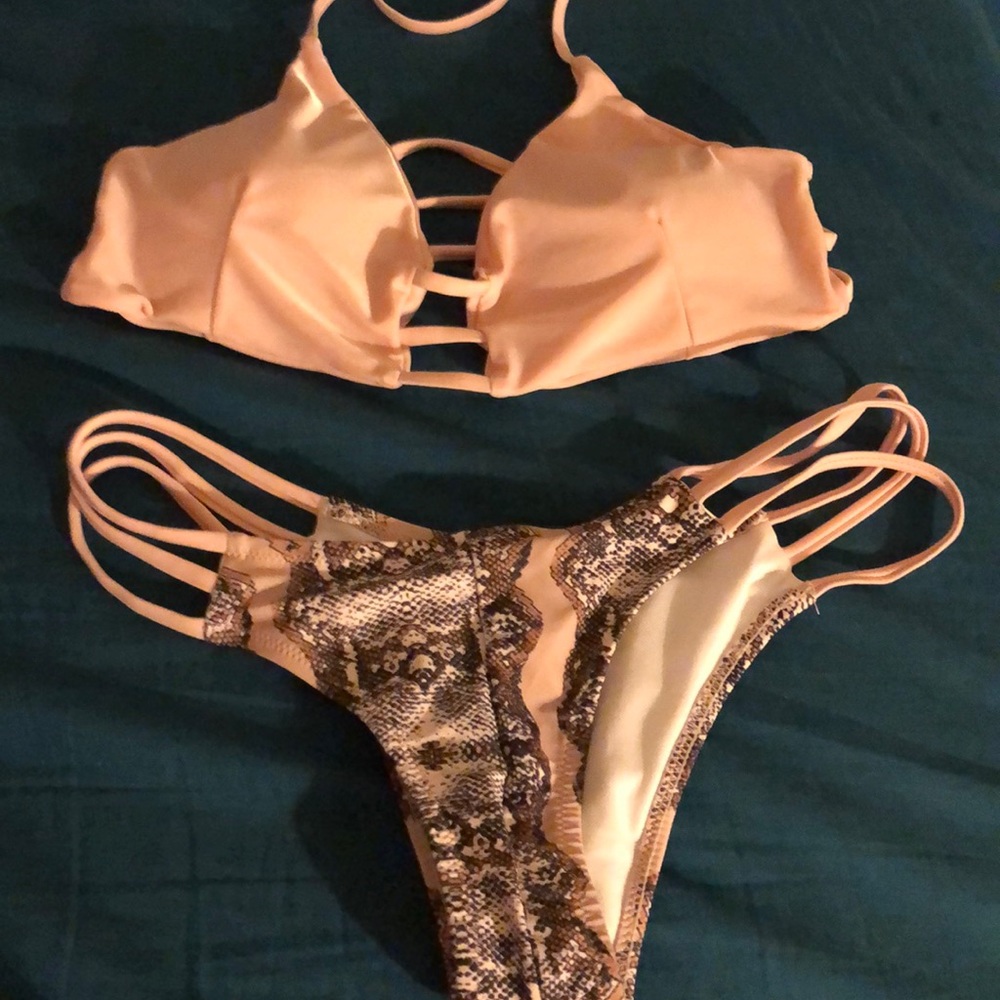 Adorable baby pink and black bikini